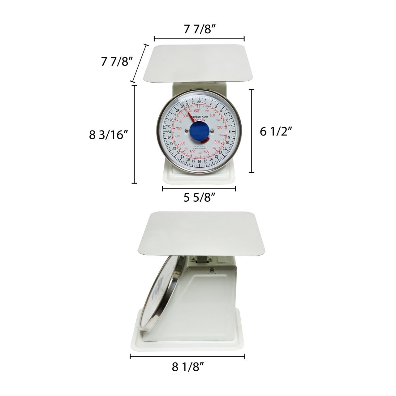 Mechanical Kitchen Flat Platform Weighing Food Scale- Heavy Duty Portion Control Mechanical Kitchen and Food Scale Industrial Dial Scale for Kitchens and Restaurants