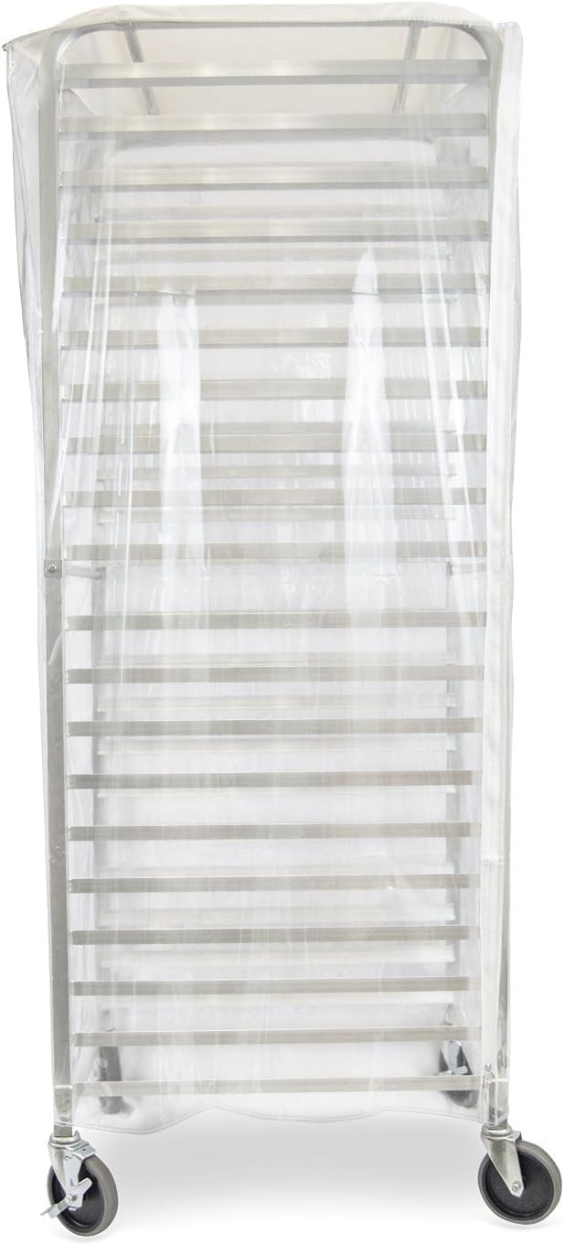 Durable Clear Plastic Cover for 20 Tier Bun Pan Sheet Rack 28 x 23 x 61 - Heavy Duty Plastic Sheet Pan Rack Cover with Zippers Sheet Pan Rack Cover for Home Kitchen Restaurant Bakery