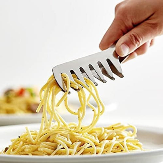 8-inch Stainless Steel Spaghetti Tongs- Heavy Duty Spaghetti Server Pasta Tong Spaghetti Sever Pasta Tongs Kitchen Utensils Cooking Utensils for Grill Salad BBQ Frying Serving