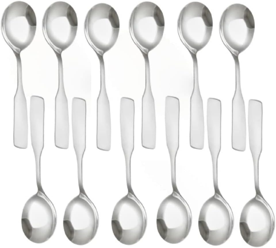 Esquire Stainless Steel Set of 12- Stainless Steel Silverware Flatware Cutlery Kitchen Tableware Set for Home and Restaurant for Soup Spoons Round Spoons