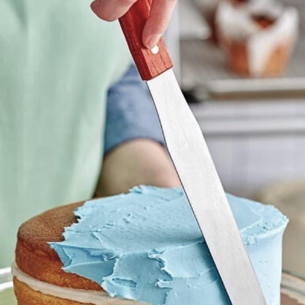 Flexible Icing Spatula Stainless Steel with Wood Handle- Butter Cake Cream Spatulas Icing Frosting Spreader Cake Decorating Spatulas for Professional Home Baking