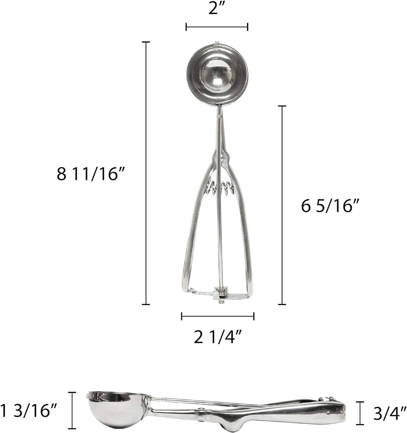Oval Portion Scoop Disher with Twin Grip Handle Stainless Steel- Cookie Scooper for Baking Cookie Scoops For Portion Control Scoop Cookie Dough Cupcake Batter Ice Cream