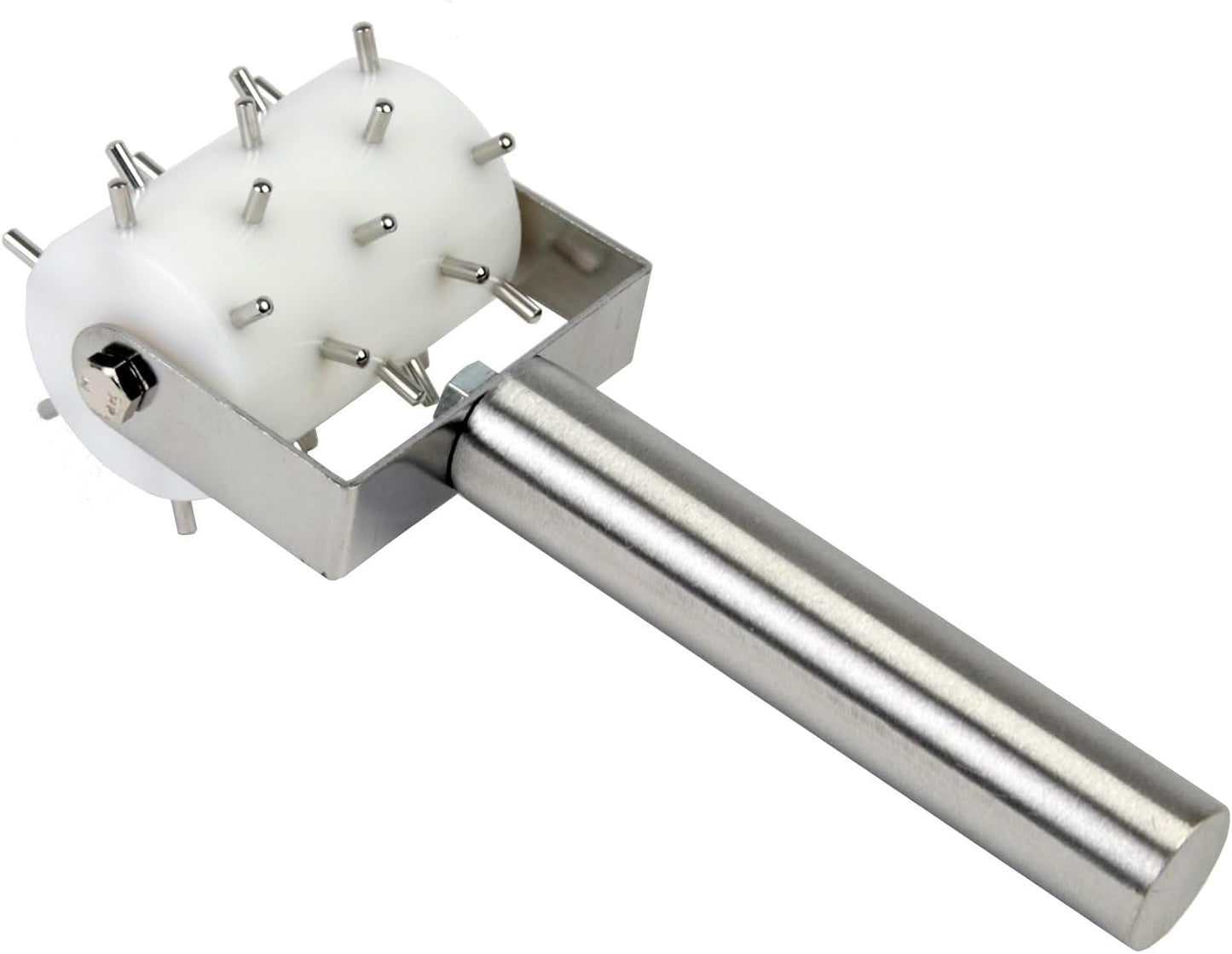 Pizza Dough Roller Docker with Pins Stainless Steel Handle with Plastic barrel 8-1/8" x 5-3/8" - Pastry Dough Docker for Crackers Bread Pie Cake Cookies Pizza Dough Docker