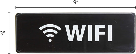 9" x 3" Wifi Sign with Easy Peel Self-Adhesive White on Black Color Set of 2- Door Sign Waterproof Self Adhesive Store Signs Indoor/Outdoor Warning Marker Home Business Use