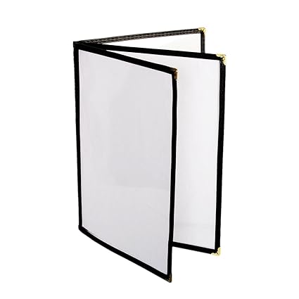 Triple Page Book Fold Restaurant Menu Covers 3 Page 6 View Set of 10- Crystal Clear Menu Covers Sleeve Menu Folder Menu Book Holders for Bar Cafe Restaurant