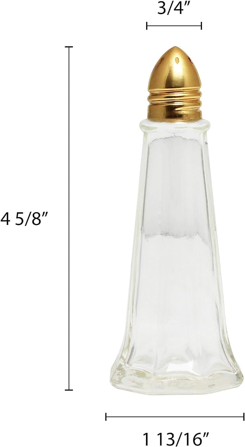 1 oz. Tower Salt Pepper Shakers with Glass Body Stainless Steel Golden Cap - Salt Shaker Salt Pepper Shakers Glass Spice Jars Accessories for Wedding Restaurant Home Kitchen
