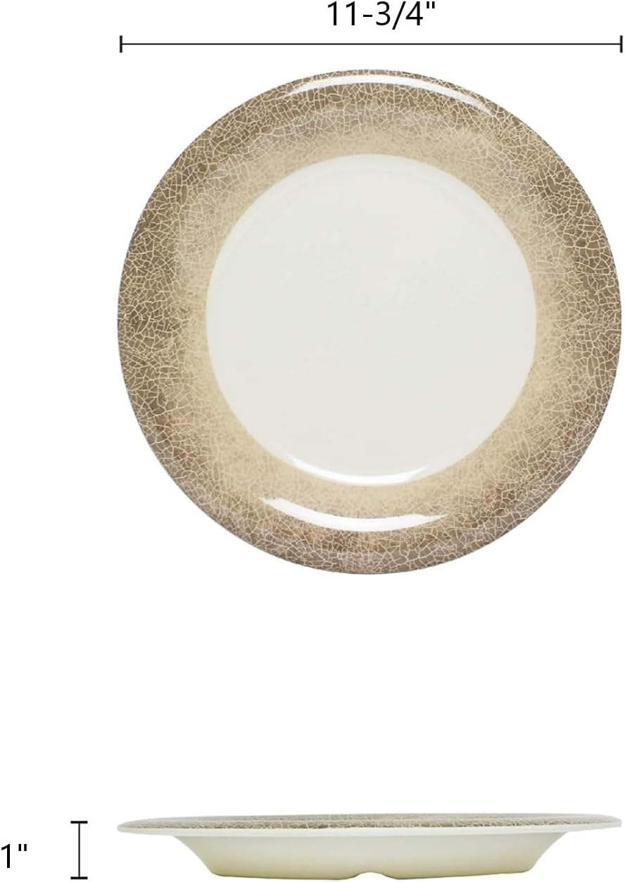 Jazz Round Dinner Plates Wide Rim Melamine Set of 12- Dishwasher Safe Break-Resistant Reusable Plates Kitchen Plates Dinnerware Dishes for Kitchen