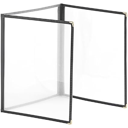 Triple Fold Restaurant Menu Covers 3 Page 6 View Set of 10- Crystal Clear Menu Covers Fits A4 Size Paper Sleeve Menu Folder Menu Book Holders for Bar Cafe Restaurant
