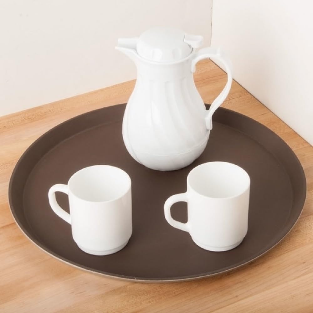 Serving Tray Fiberglass Set of 2- Non Slip Surface Service Trays Round Tray Plastic Food Meals Server Tray for Home Kitchen Restaurant Cafeteria Bar Hotel