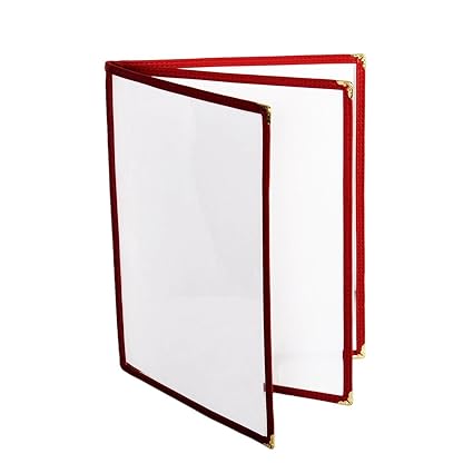 Triple Page Book Fold Restaurant Menu Covers 3 Page 6 View Set of 10- Crystal Clear Menu Covers Sleeve Menu Folder Menu Book Holders for Bar Cafe Restaurant