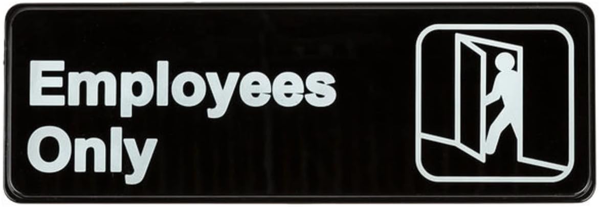 9" x 3" Employees Only Sign with Easy Peel Self-Adhesive White on Black Color Set of 2- Door Sign Waterproof Self Adhesive Store Signs Indoor/Outdoor Warning Marker Home Business Use