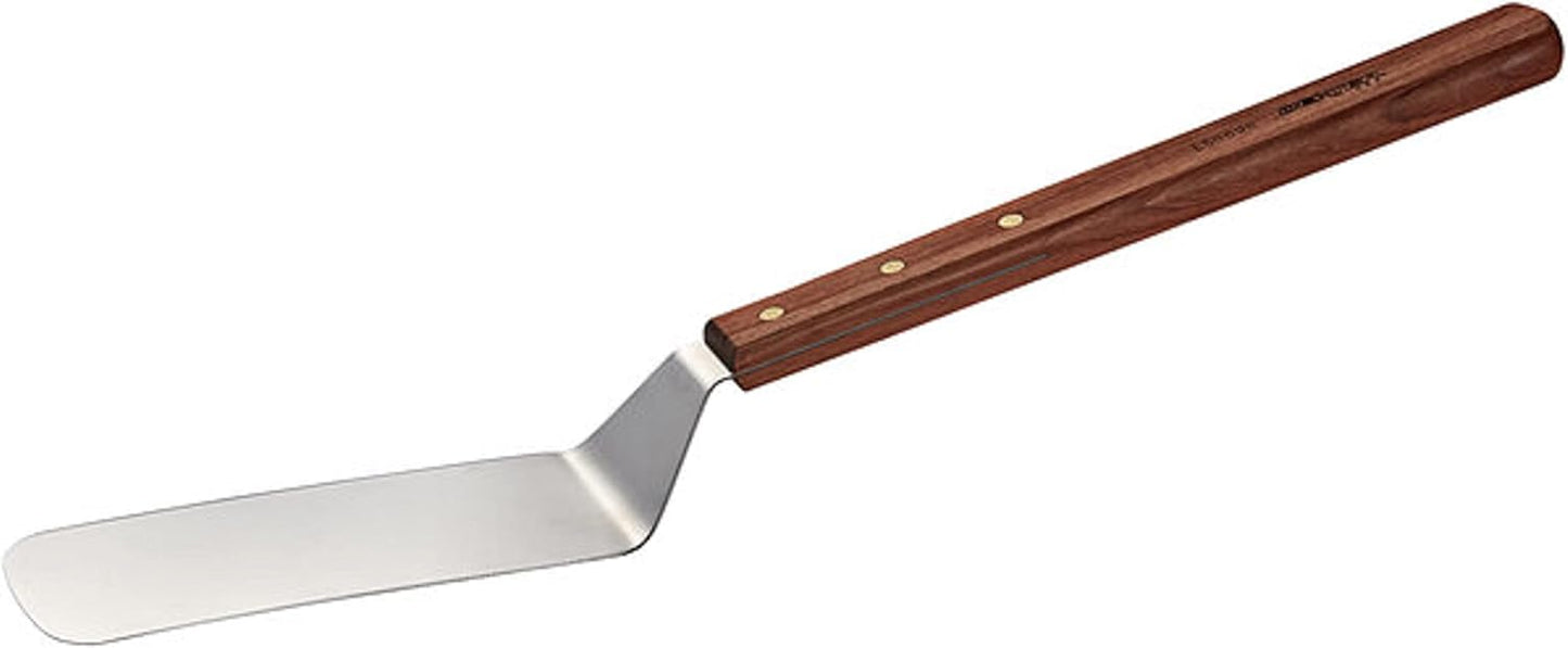 8" x 3" Stainless Steel Solid Turner with 21" Long Wooden Handle - Scraper Spatula Hamburger Pancake Flipper Great for BBQ Grill and Flat Top Griddle Commercial Grade