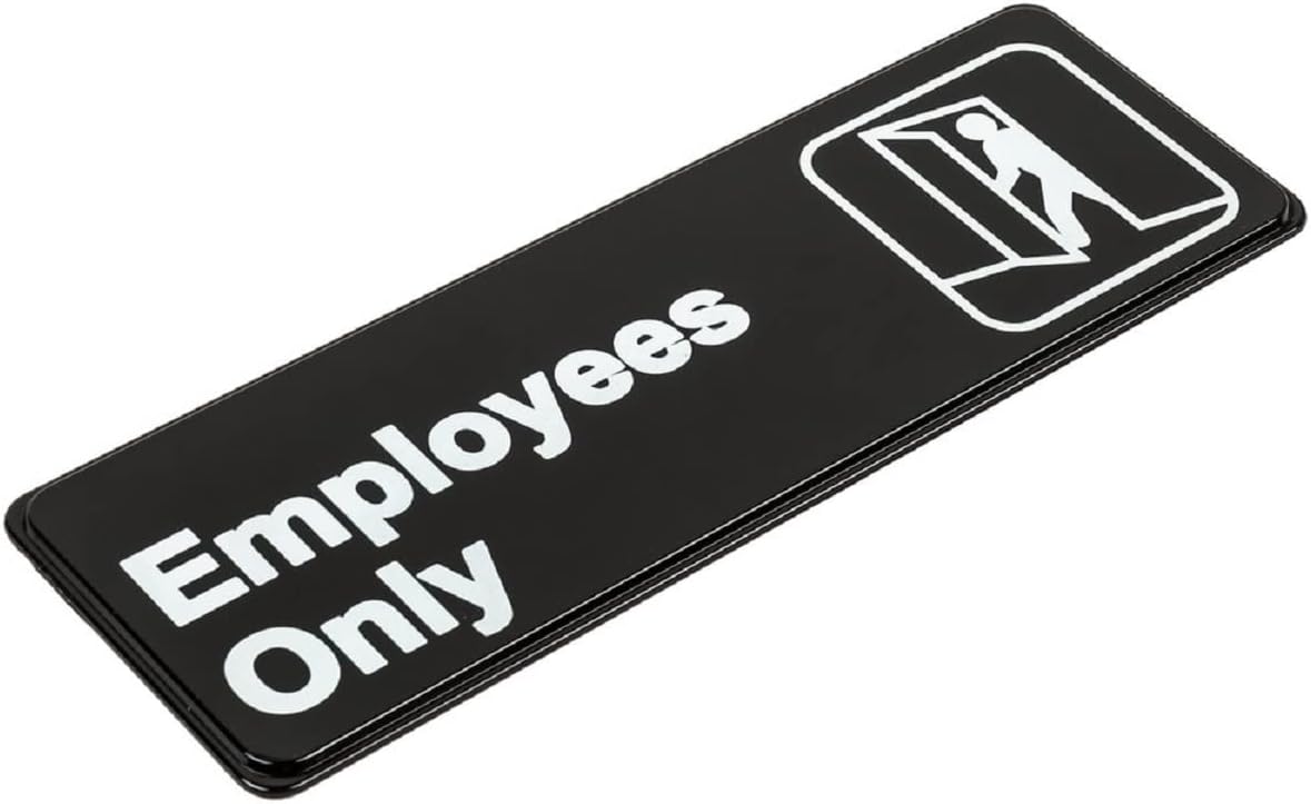 9" x 3" Employees Only Sign with Easy Peel Self-Adhesive White on Black Color Set of 2- Door Sign Waterproof Self Adhesive Store Signs Indoor/Outdoor Warning Marker Home Business Use
