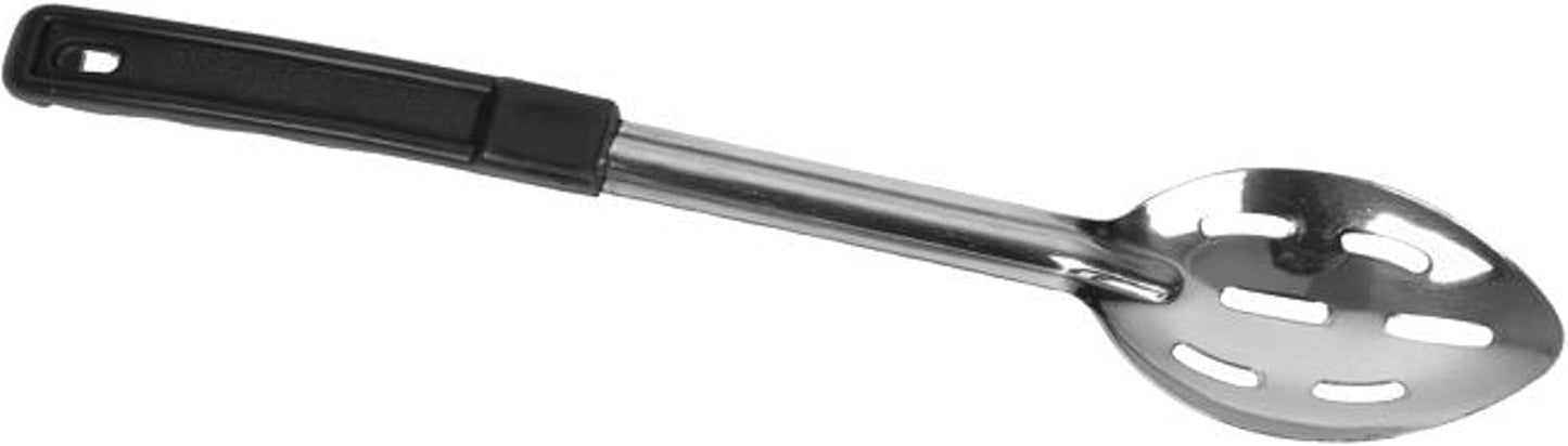 Basting Spoon Stainless Steel with Black Plastic Handle- Basting Spoon Utensil Spoon for Mixing Stirring Cooking & Serving Kitchen Accessories Restaurants and at Home