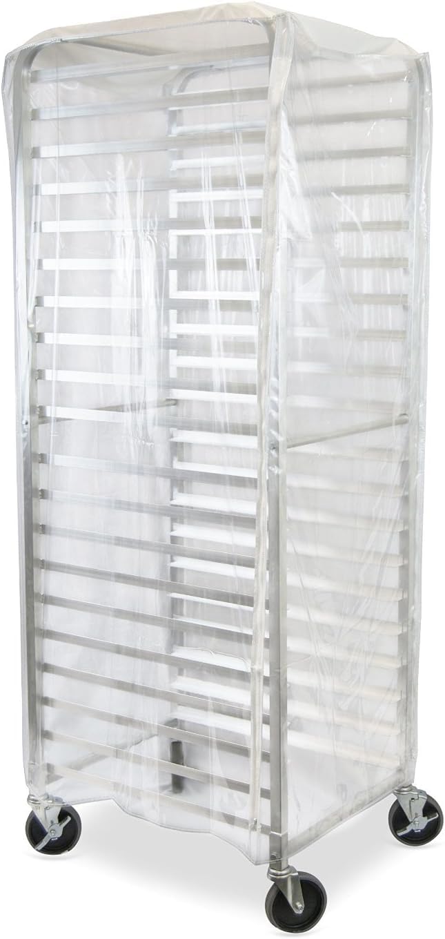 Durable Clear Plastic Cover for 20 Tier Bun Pan Sheet Rack 28 x 23 x 61 - Heavy Duty Plastic Sheet Pan Rack Cover with Zippers Sheet Pan Rack Cover for Home Kitchen Restaurant Bakery