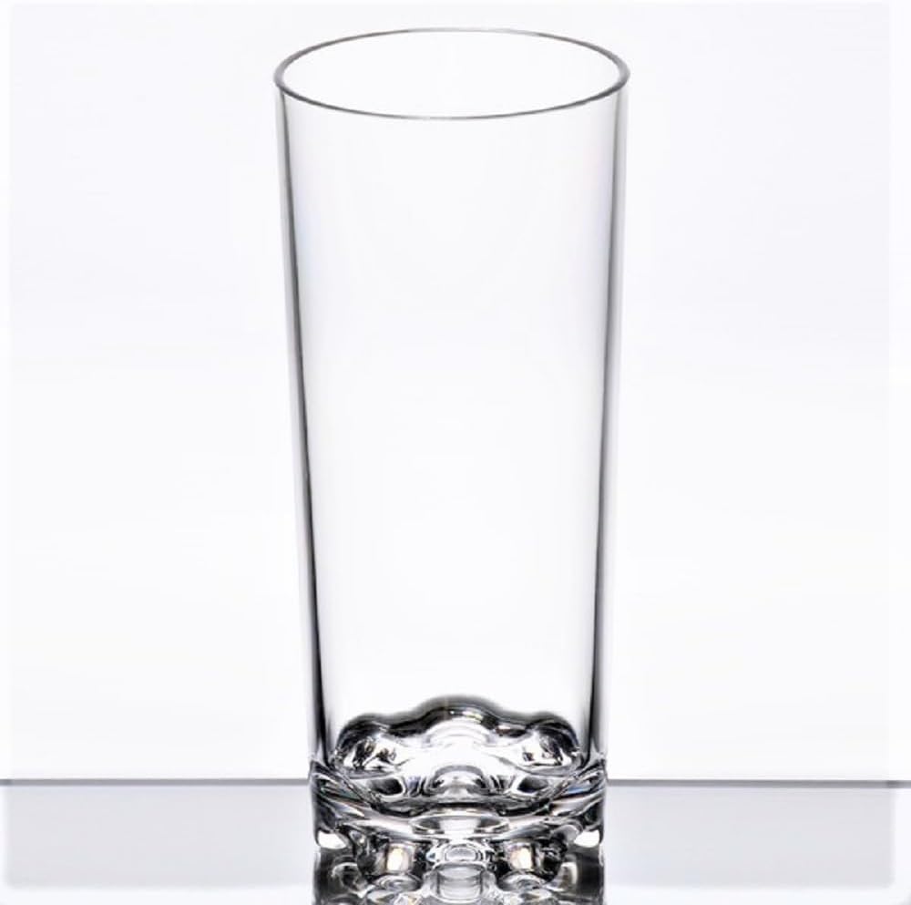 Classic Tumbler Polycarbonate with Footed Heavy Base Clear Color- Highball Drinking Glass Clear Tall Glass Cup Water Glass Mojito Glass Cup Cocktail Glass
