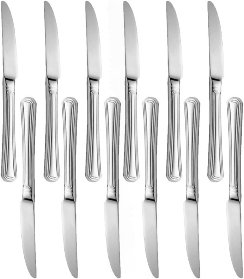 Wilshire Stainless Steel Set of 12- Stainless Steel Silverware Flatware Cutlery Kitchen Tableware Set for Home and Restaurant for Soup Spoons Round Spoons