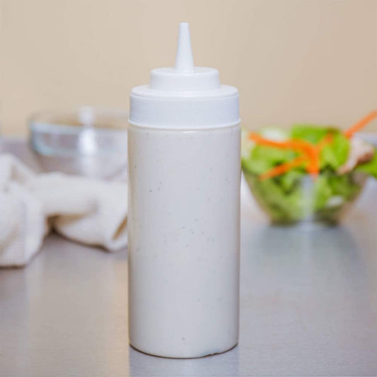 Set of 6 Squeeze Condiment Wide Mouth Dispensing Bottles - Plastic Squeeze Bottle for Sauces Spreads Ketchup Mustard Mayo Hot sauces and Olive oil