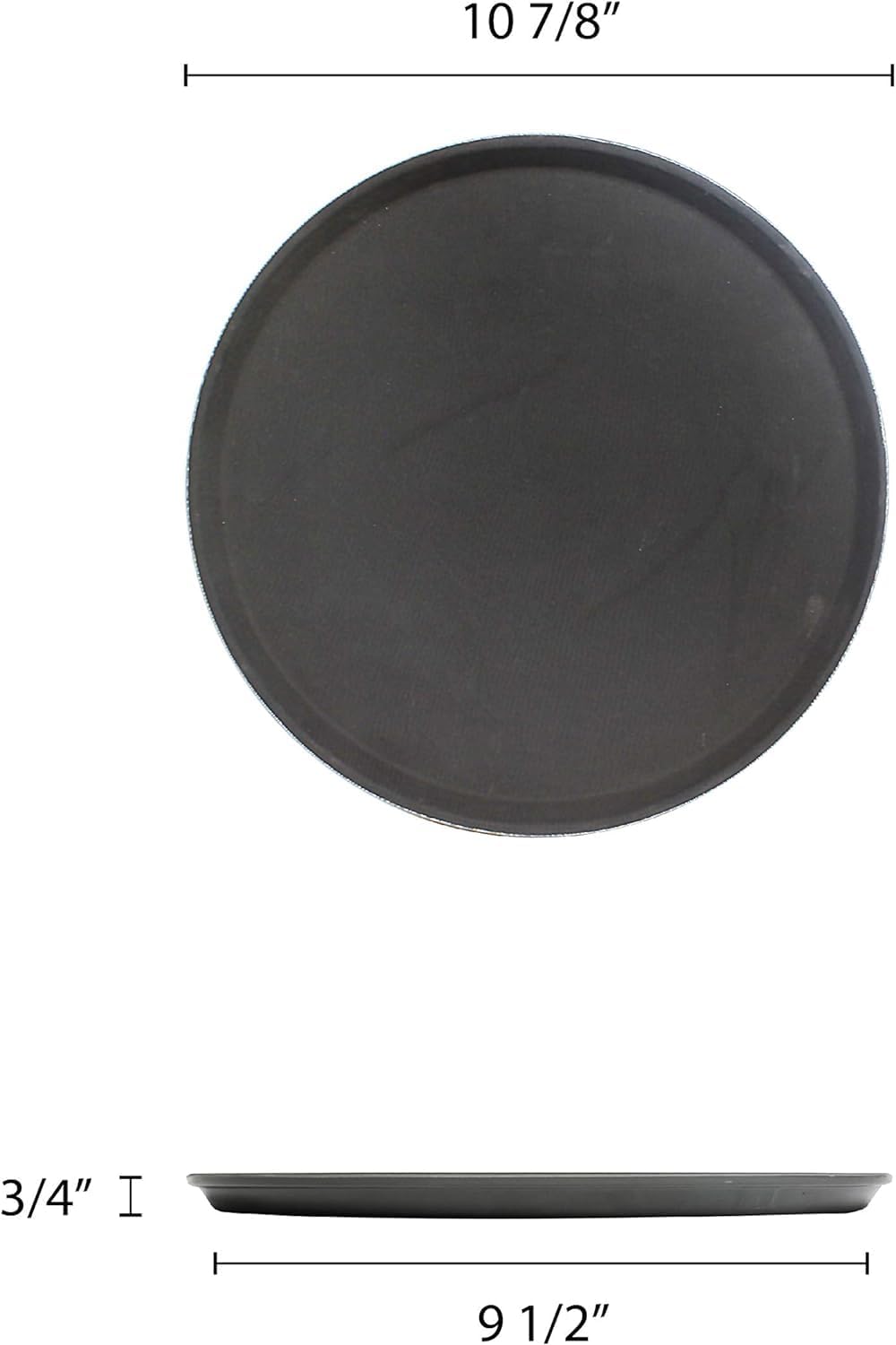 Round Non-Slip Serving Trays Black Restaurant Serving Tray Rubber Lined Serving Tray Serving Coffee Appetizer Breakfast Perfect for Kitchen Café Hotel and Restaurants