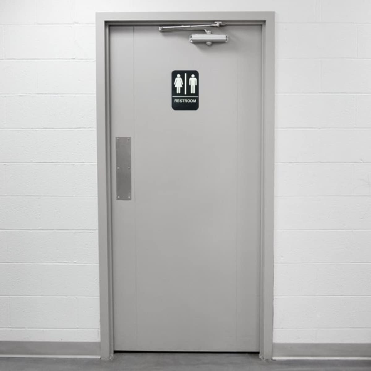 6" x 9" Restroom Sign with Braille Easy Peel Self-Adhesive White on Black Color Set of 2- Waterproof Self Adhesive Store Signs Indoor/Outdoor Warning Marker Home Business Use