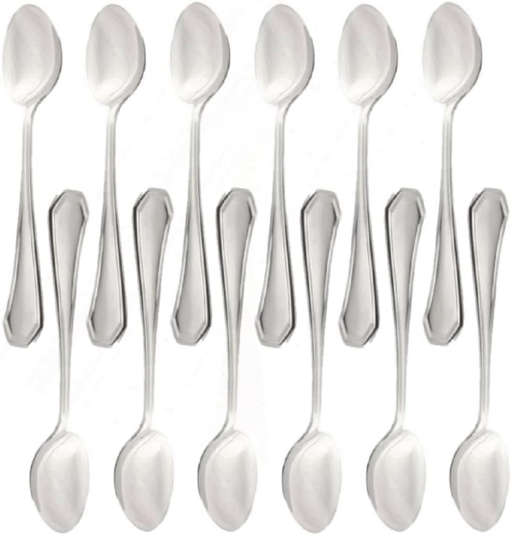 Wilshire Stainless Steel Set of 12- Stainless Steel Silverware Flatware Cutlery Kitchen Tableware Set for Home and Restaurant for Soup Spoons Round Spoons