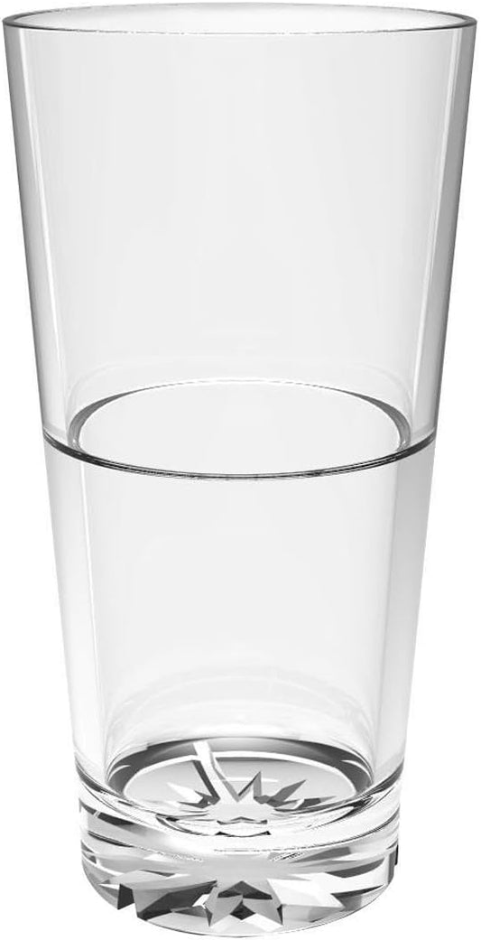 Starburst Tumbler Polycarbonate with Heavy Base Clear Color- Stackable Highball Drinking Glass Clear Tall Glass Cup Water Glass Mojito Glass Cup Cocktail Glass