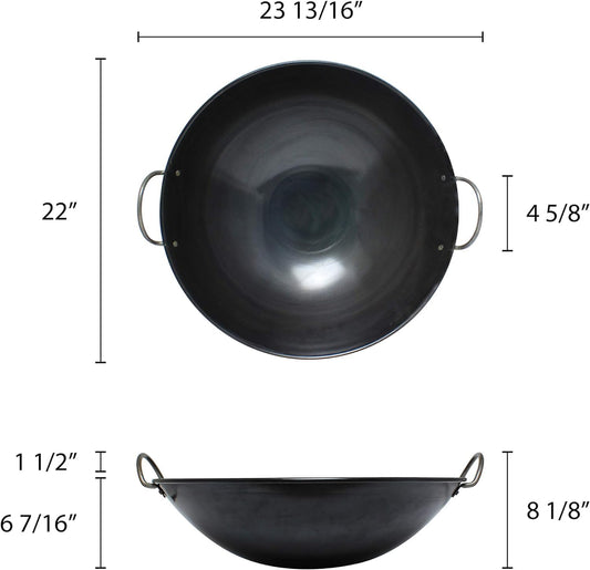 Steel Curved Rim Wok- Stir Fry Pan for Chinese Japanese and Cantonese Cuisine Stir Fry Pans Traditional Woks Grilling Frying Steaming Made in Taiwan