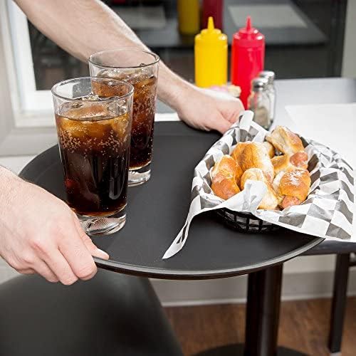 Round Non-Slip Serving Trays Black Restaurant Serving Tray Rubber Lined Serving Tray Serving Coffee Appetizer Breakfast Perfect for Kitchen Café Hotel and Restaurants