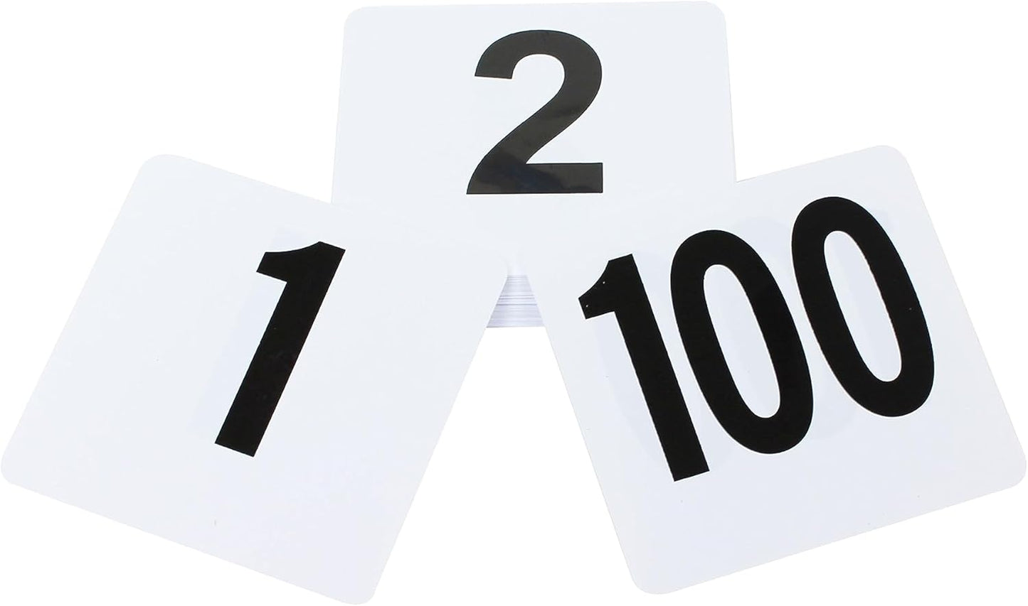 Plastic Table Numbers 4" x 4" Black on White Color Double Sided- Plastic Restaurant Wedding Table Number Cards Signs for Party Banquets Wedding Reception and Restaurants