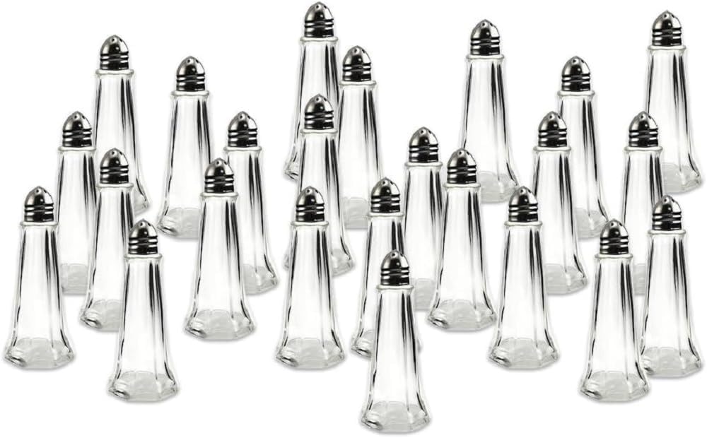 Tower Salt Pepper Shakers with Glass Body Stainless Steel Top - Salt Shaker Salt Pepper Shakers Glass Spice Jars Accessories for Wedding Party Restaurant Home Kitchen