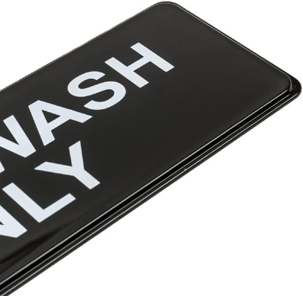 9" x 3" Hand Wash Sign with Easy Peel Self-Adhesive White on Black Color Set of 2- Door Sign Waterproof Self Adhesive Store Signs Indoor/Outdoor Warning Marker Home Business Use