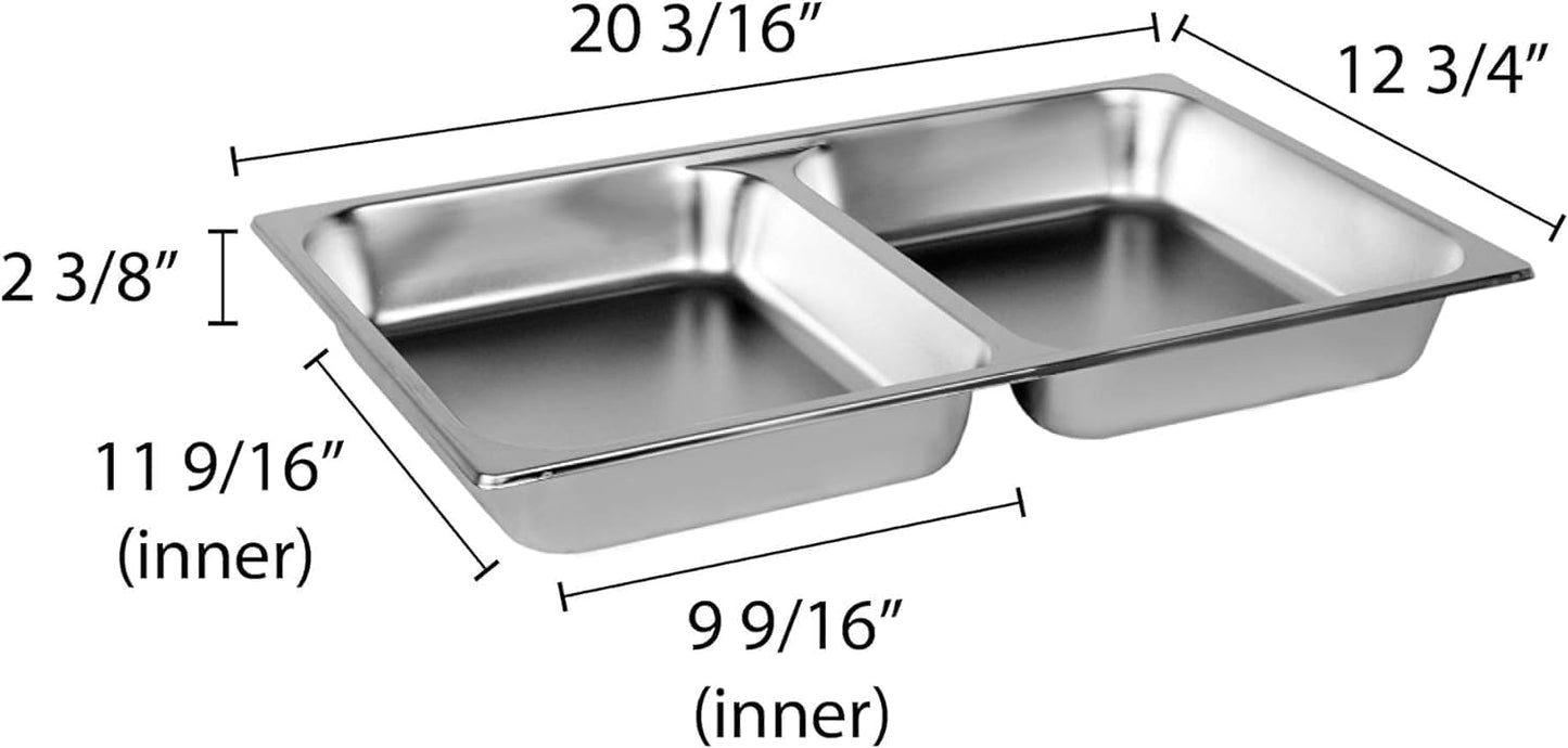 Full Size 2-1/2" Deep Stainless Steel Anti-Jamming Divided Steam Pan 24 Gauge- Chafing Steam Table Pans Catering Food Storage Metal Pan Hotel Pan for Restaurant Events Catering Use