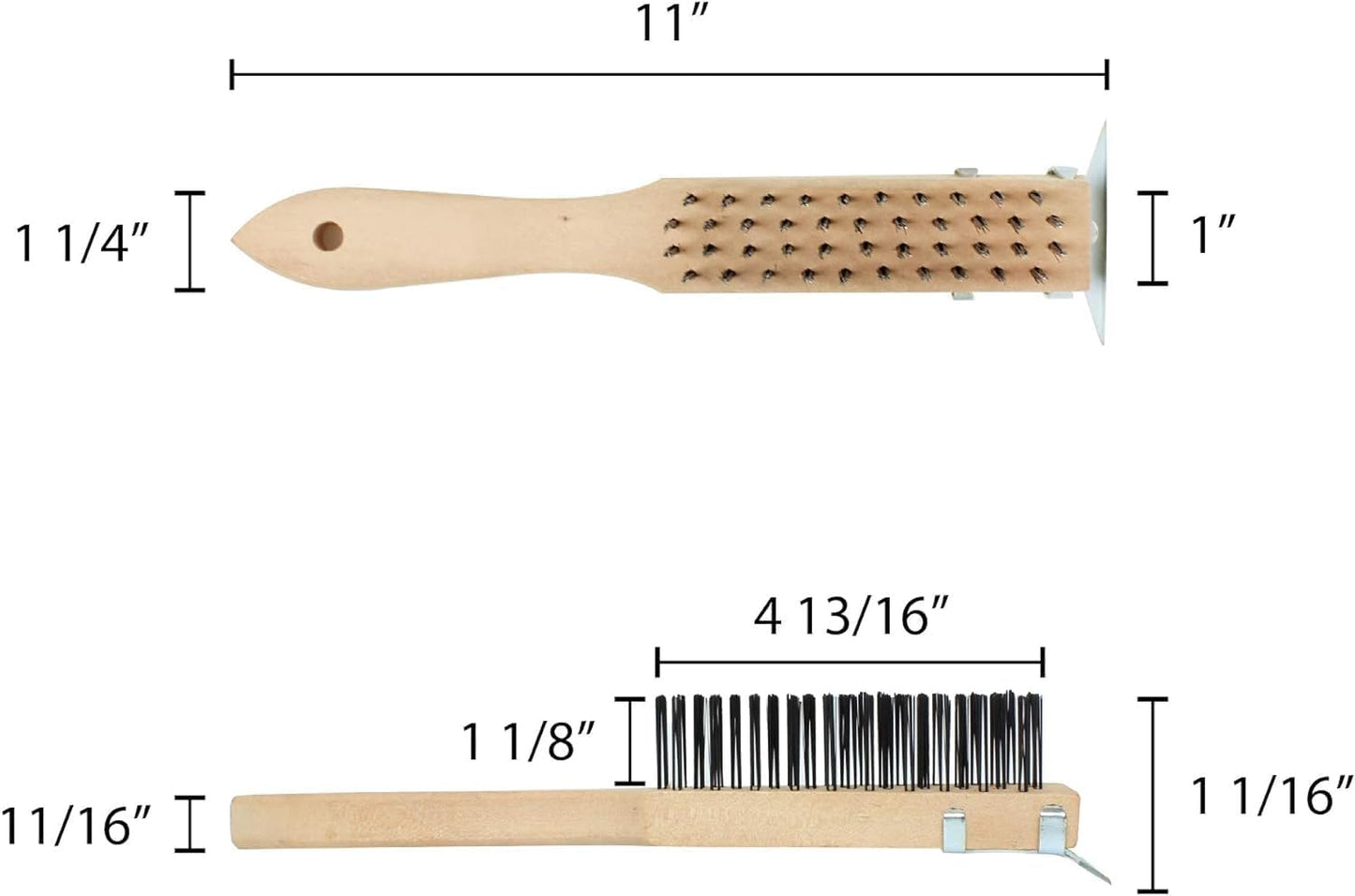 Pizza Oven Brush with Scraper Black Metal Wire Brush with Wooden Handle-Pizza Oven Cleaning Brush for Pizza Stone Grill Brush Outdoor BBQ Cleaning Oven Accessories