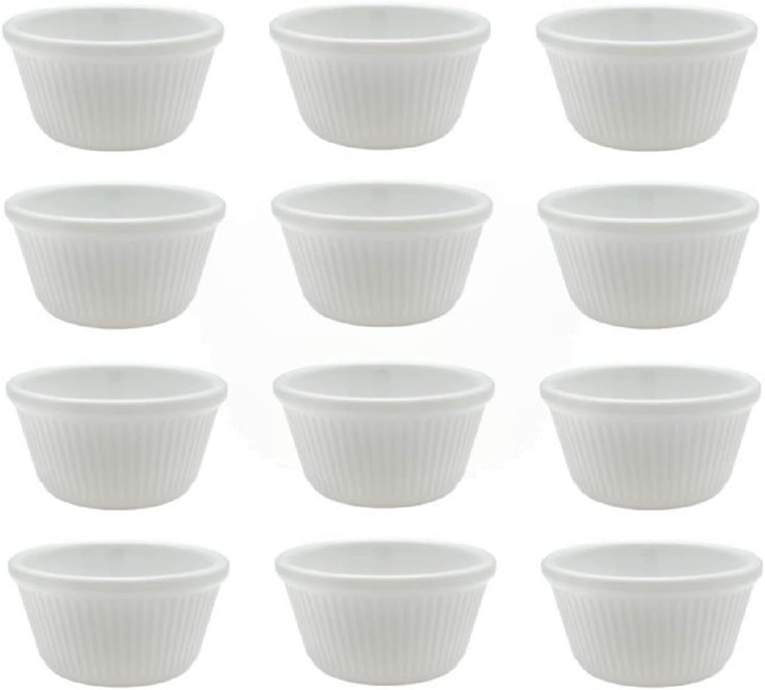 Set of 12 Fluted Ramekin Melamine - Plastic Ramekin Dipping Sauce Cup Portion Dipping Sauce Cups Individual Condiment cups For Catering Kitchen Restaurant