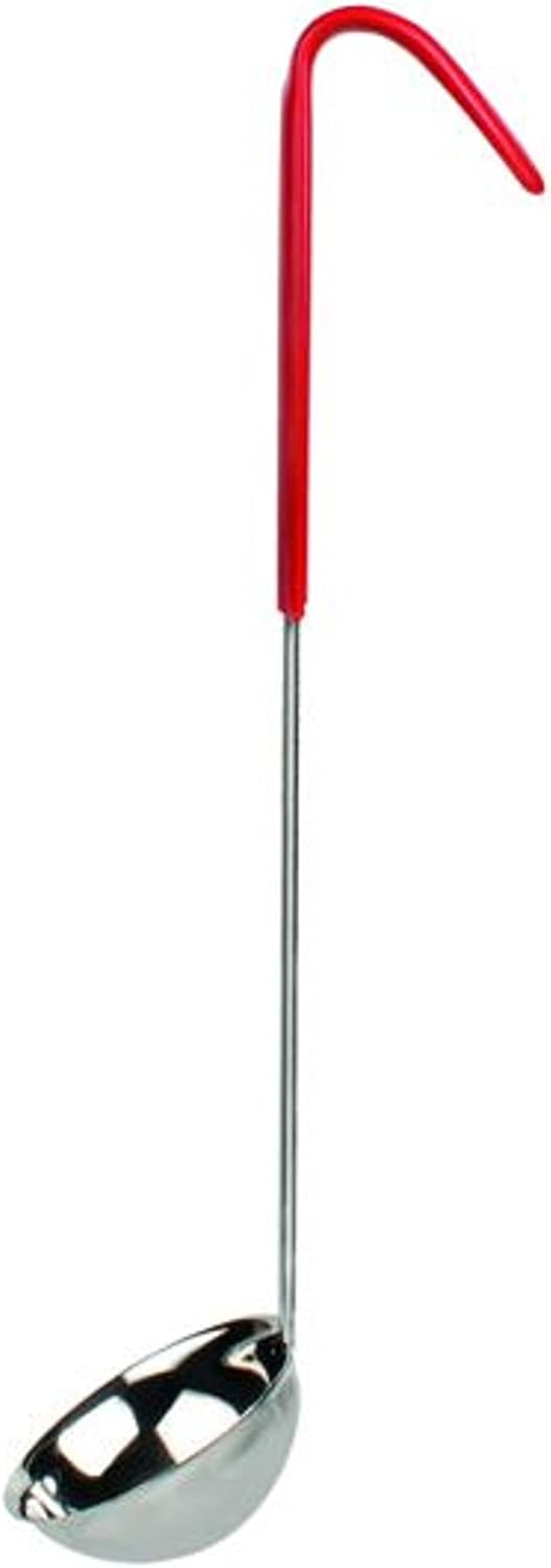Stainless Steel Ladle with Hooked Handle - Best Kitchen Accessories for Stirring Portioning and Serving Soups Chili and Stew in Restaurants and at Home