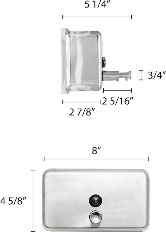 40 oz. Stainless Steel Horizontal Soap Dispenser Surface Mounted-Commercial Soap Dispenser Stainless Steel Pump Refillable Liquid Hand Soap Dispenser for Bathroom