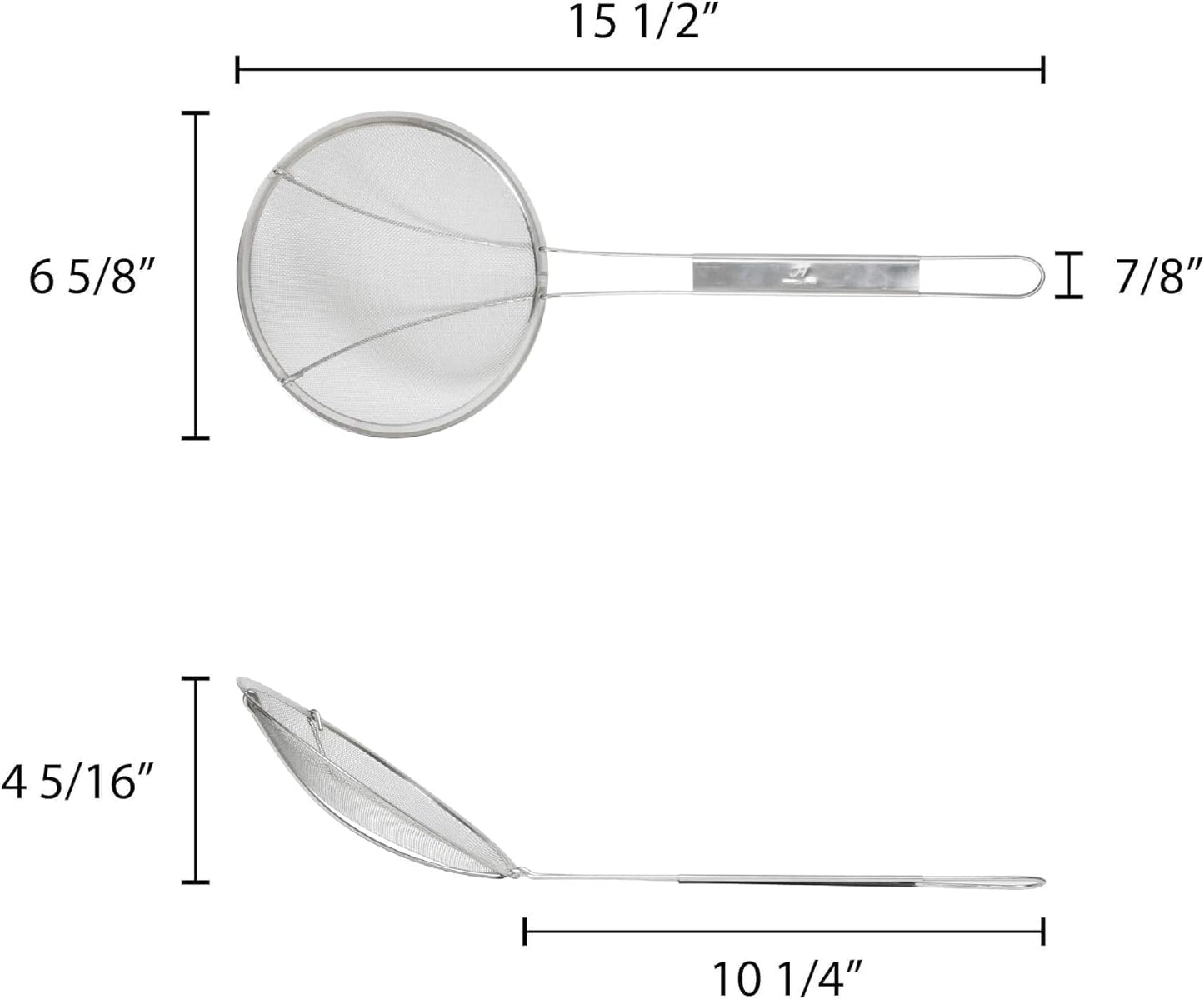 Round Fine Mesh Wire Skimmer Nickel Plated- Kitchen Utensil Food Strainer Skimmer Spoon for Cooking Sieve Sifters Rice Quinoa Pasta Fruits Vegetables etc.