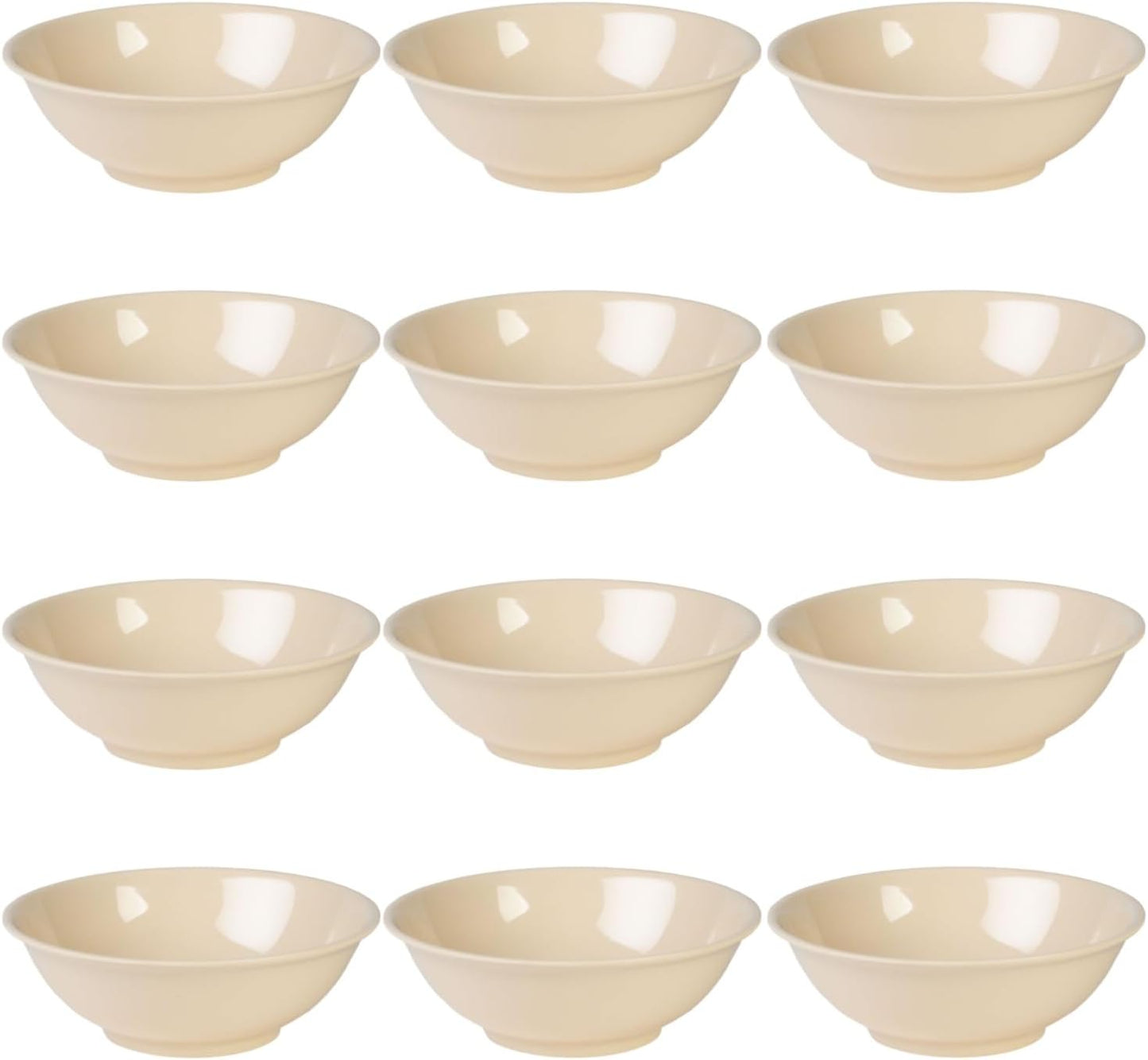 Rimless Bowl Melamine Set of 12 - Dishwasher Safe Break-Resistant Serving Bowl Soup Bowl for Salads Rice Pasta Dessert Side Dishes Home Restaurants