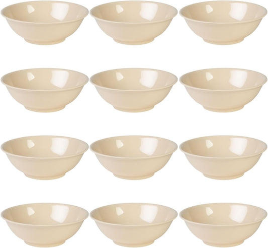 Rimless Bowl Melamine Set of 12 - Dishwasher Safe Break-Resistant Serving Bowl Soup Bowl for Salads Rice Pasta Dessert Side Dishes Home Restaurants