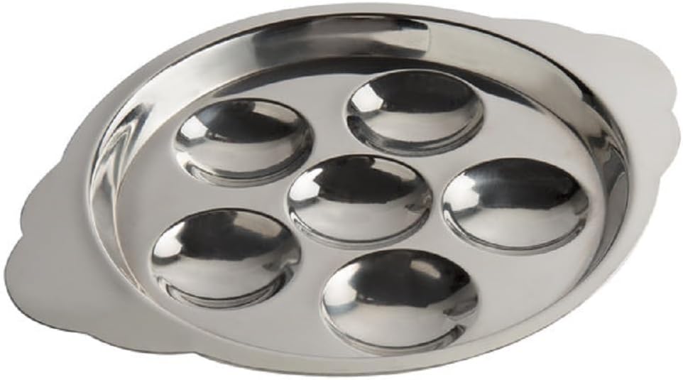 6 Compartment Holes Stainless Steel Snail/Escargot Tray Set of 2- Seafood Snail Dish Escargot Dish Server for Home Kitchen Restaurant Hotel BBQ