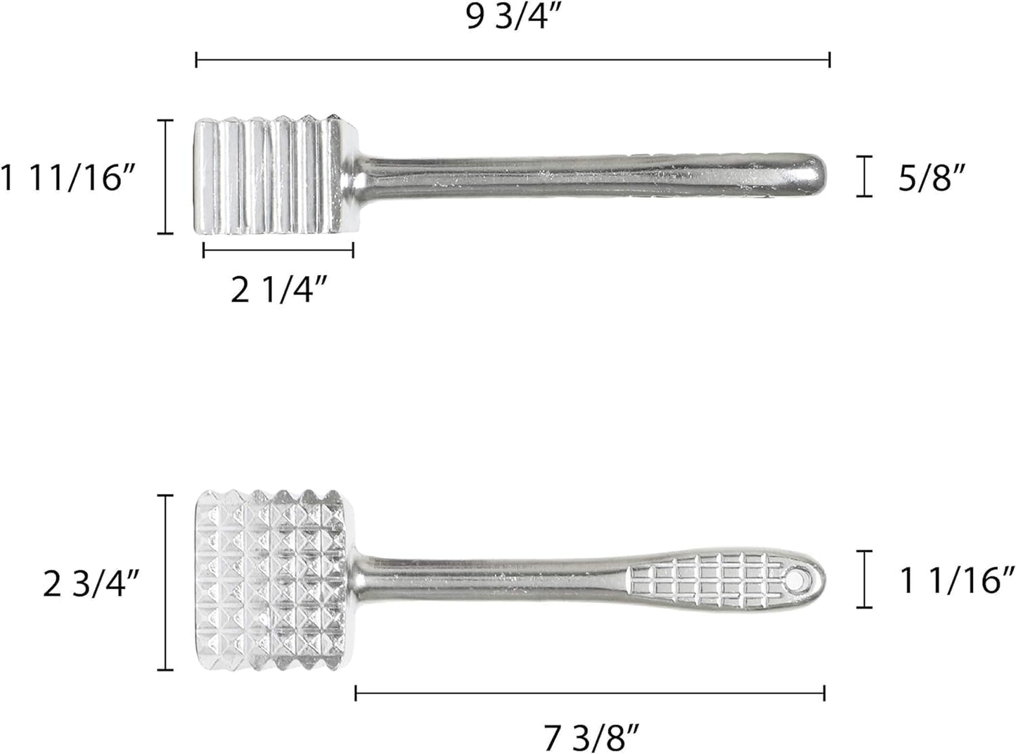 Meat Tenderizer Aluminum Head and Handle- Meat Tenderizer Hammer Dual-side Mallet for Kitchen Heavy Duty Pounder For Tenderizing Steak Beef Chicken and Fish