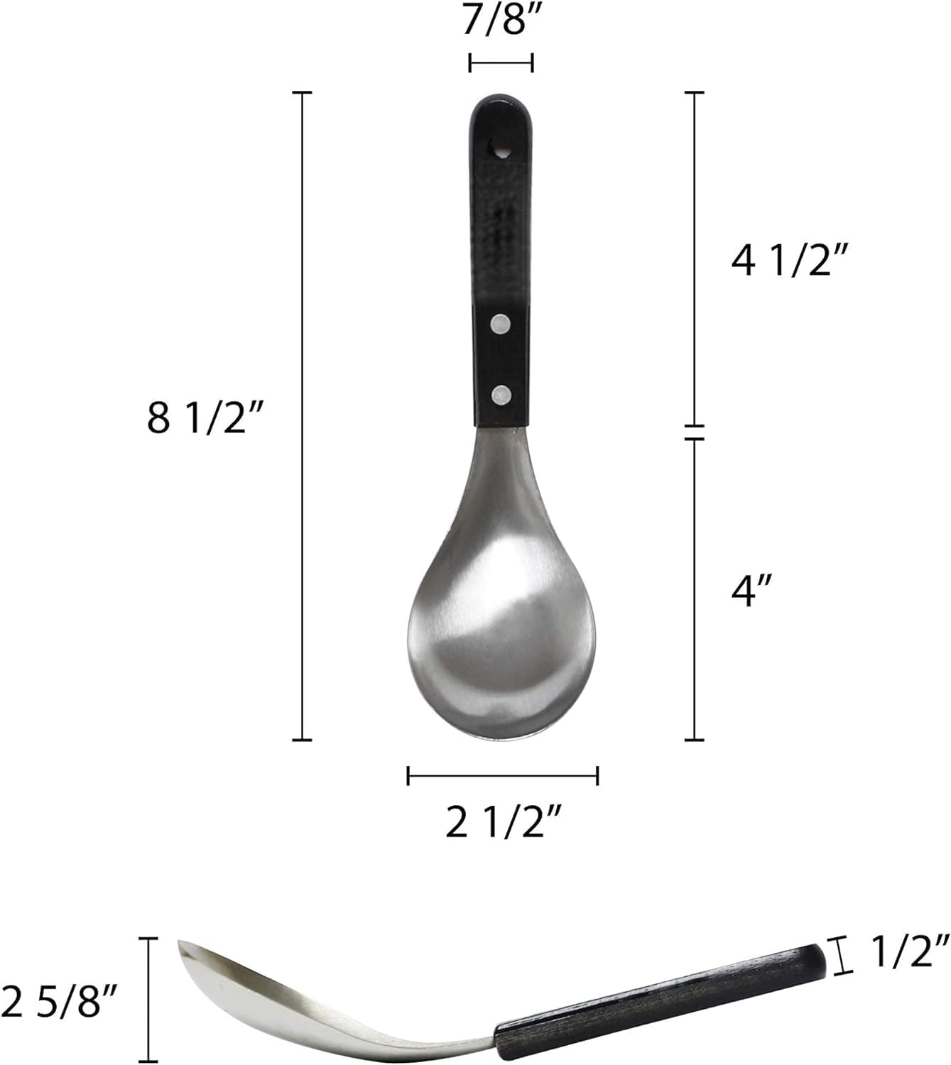 9-3/8" Stainless Steel Concave Angled Vegetable Spoon with Handle- Serving Spoon Utensil Spoon for Mixing Stirring Cooking & Serving Kitchen Accessories Restaurants Home