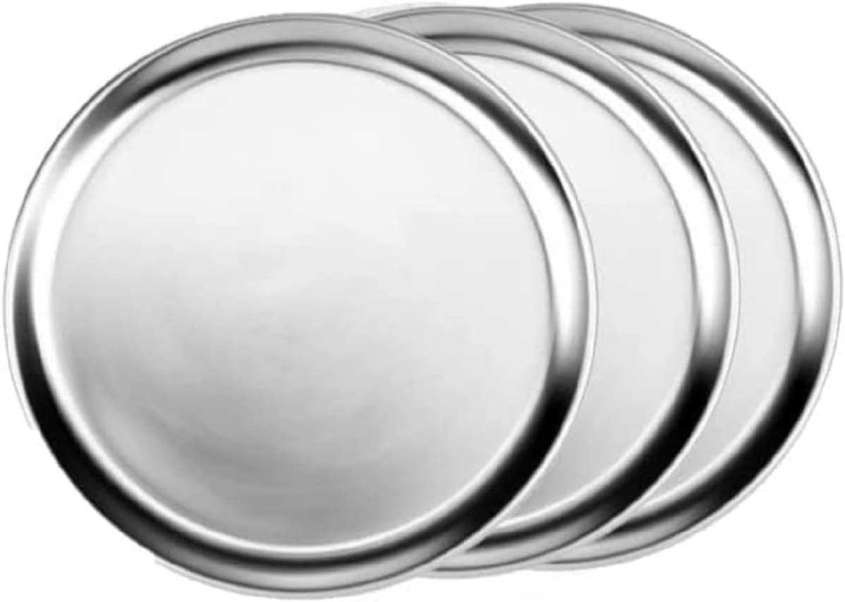 Pizza Tray Pan Wide Rim Aluminum Set of 3- Bakeware Round Pizza Pan Pizza Tray Baking Tray Round Baking Tray for Home Kitchen Pizzeria & Restaurants