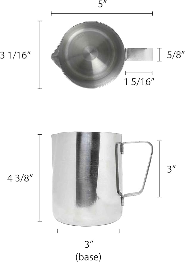 Stainless Steel Frothing Milk Pitcher- Espresso Steaming Pitcher Coffee Bar Espresso Machine Accessories Cappuccino Barista Tool Milk Jug Steamer Frother Cup
