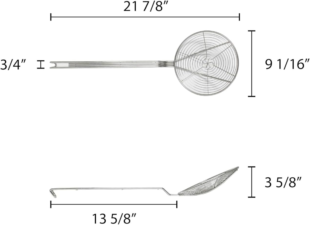 Round Spiral Wire Skimmer with 13" Handle Length Nickel Plated- Kitchen Utensil Food Strainer Skimmer Spoon for Cooking Sieve Sifters Rice Quinoa Pasta Fruits Vegetables etc.