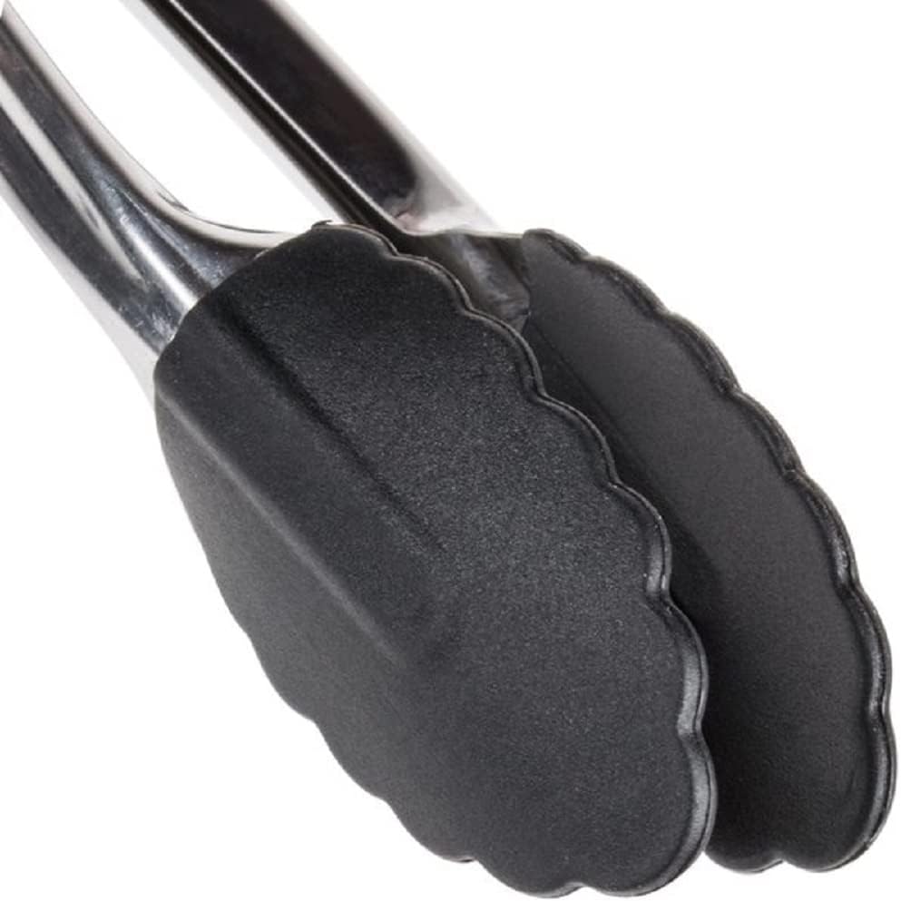 Stainless Steel Utility Tong with Silicone Tips Handles - Non-Slip Silicone Sliding Locking Ring Cooking Tongs Kitchen Tongs Metal BBQ Tongs Perfect for Home and Restaurants