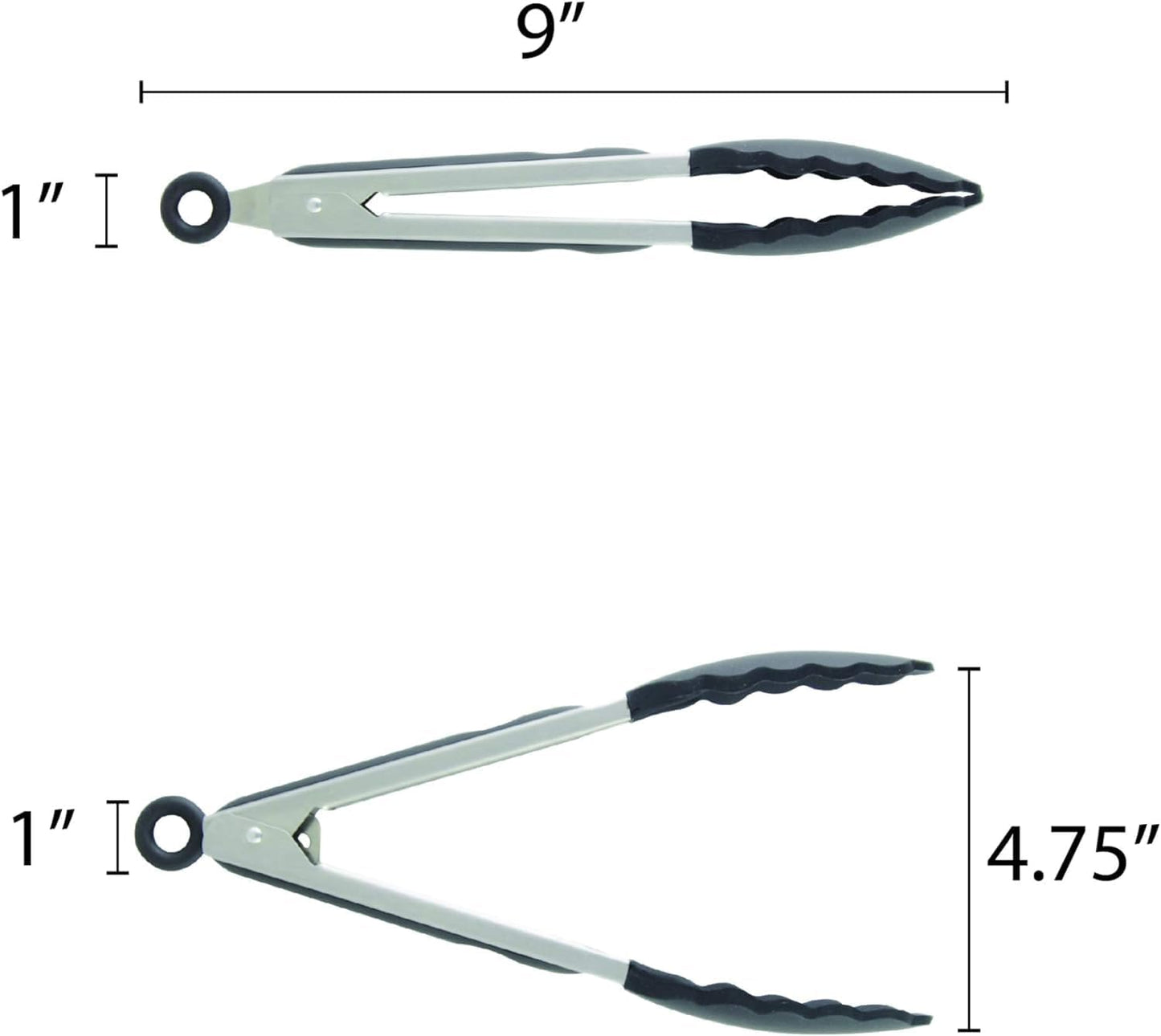 Stainless Steel Utility Tong with Silicone Tips Handles - Non-Slip Silicone Sliding Locking Ring Cooking Tongs Kitchen Tongs Metal BBQ Tongs Perfect for Home and Restaurants