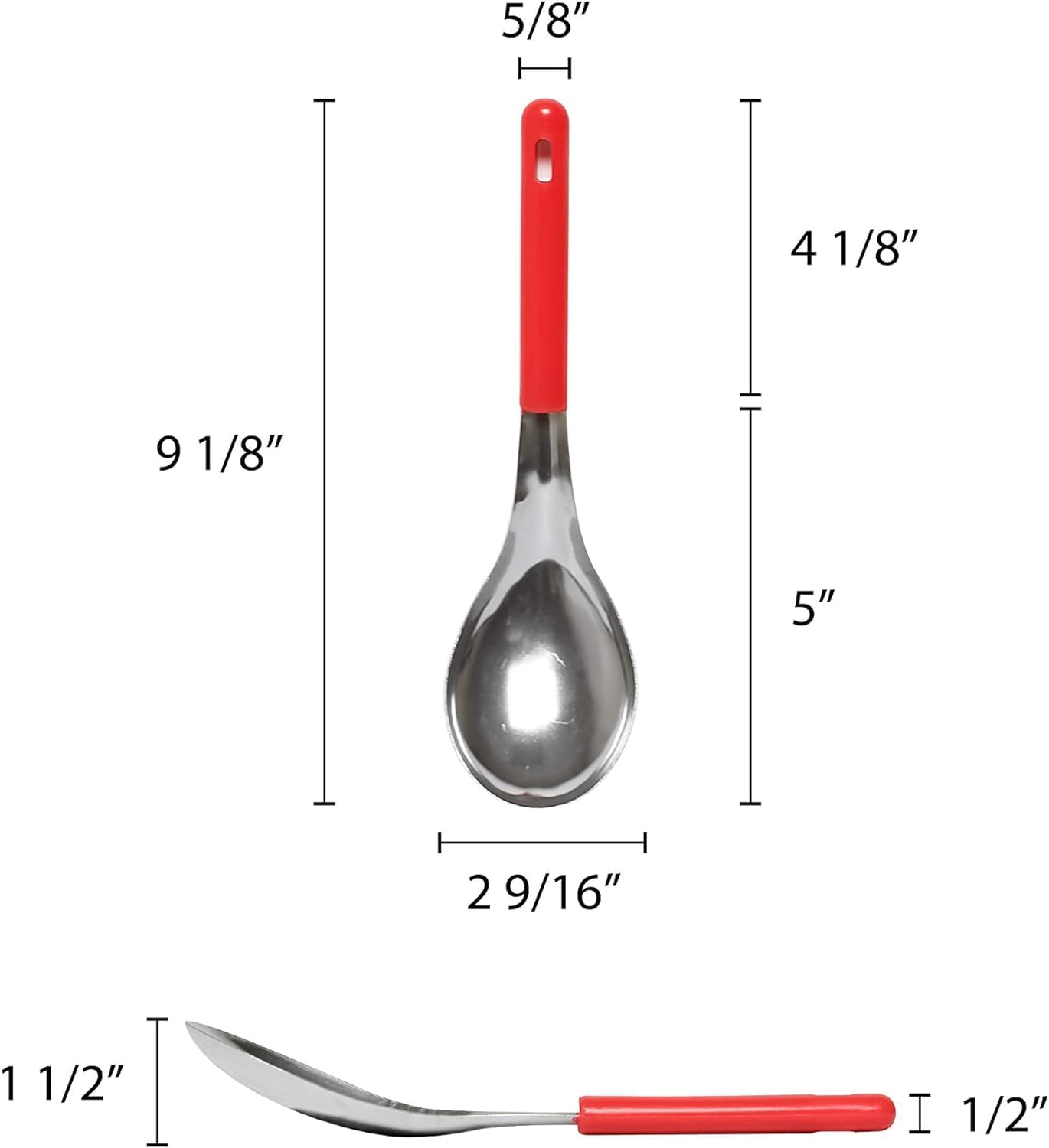 9-3/8" Stainless Steel Concave Angled Vegetable Spoon with Handle- Serving Spoon Utensil Spoon for Mixing Stirring Cooking & Serving Kitchen Accessories Restaurants Home