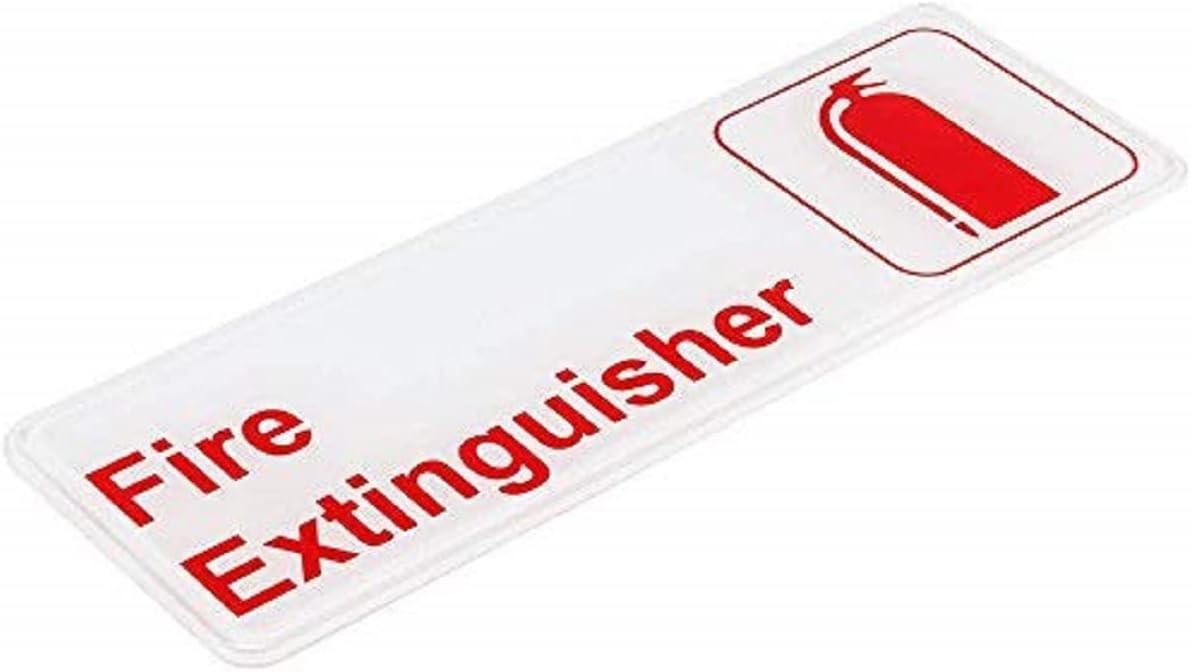 9" x 3" Fire Extinguisher Sign with Easy Peel Self-Adhesive Red on White Color Set of 2- Door Sign Waterproof Self Adhesive Store Signs Indoor/Outdoor Warning Marker Home Business Use