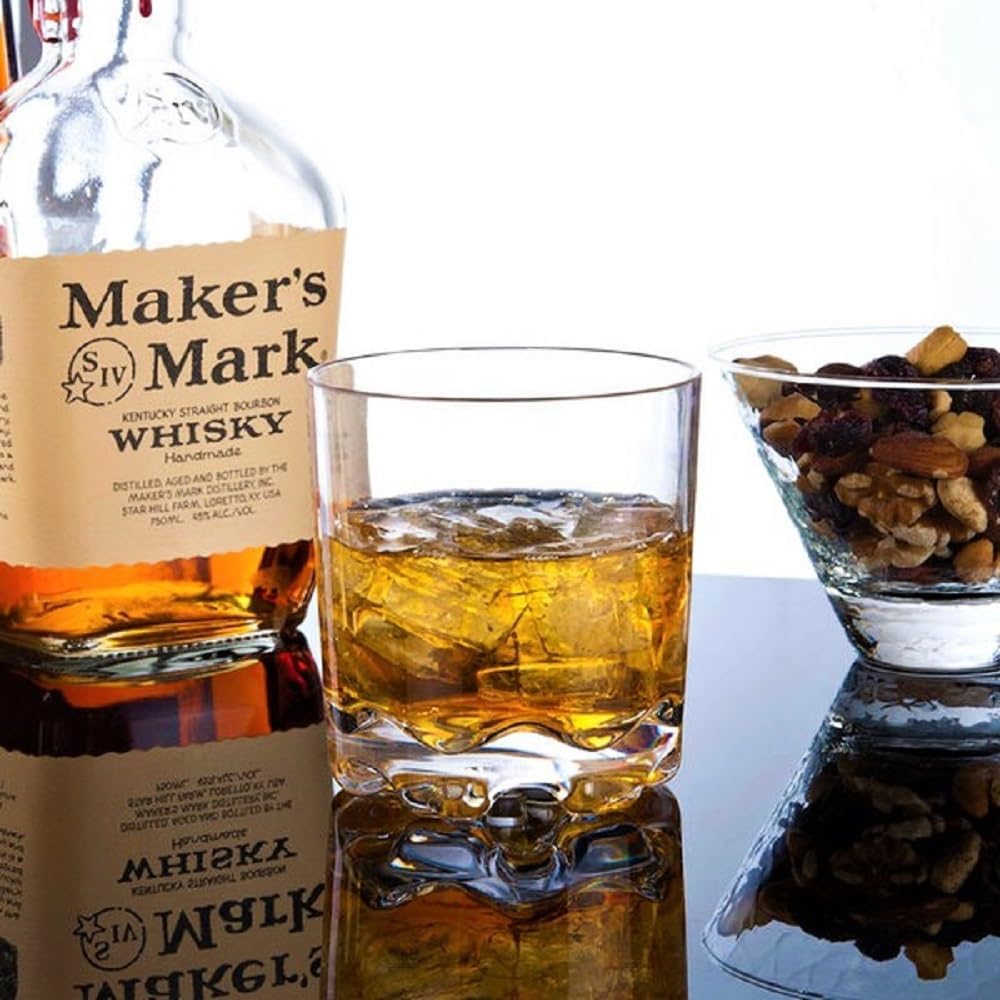 Rock Glass Polycarbonate with Footed Heavy Base Clear Color Comes in each - Liquor and Cocktail Plastic Drinking Glass for Bar Old Fashioned Whiskey Glass Rocks Glass